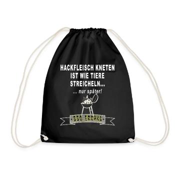 Hackfleisch kneten ist wie Tiere streicheln BBQ - Turnbeutel - Schwarz - Vorne