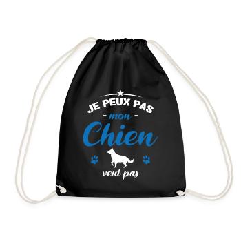 je peux pas mon chien veut pas - Sac de sport léger - noir - Devant