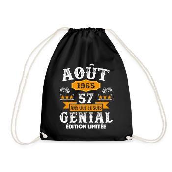 57 Ans Anniversaire Vintage Né(e) en Août 1965 - Sac de sport léger - noir - Devant