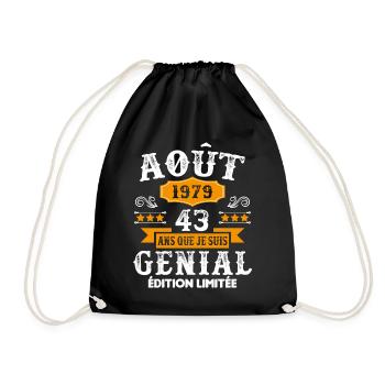 43 Ans Anniversaire Vintage Né(e) en Août 1979 - Sac de sport léger - noir - Devant