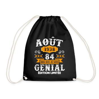 84 Ans Anniversaire Vintage Né(e) en Août 1938 - Sac de sport léger - noir - Devant