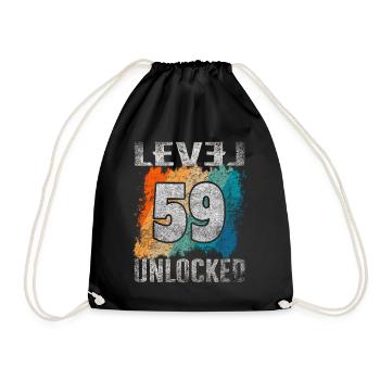 Niveau cadeau d’anniversaire débloqué 59 ans - Sac de sport léger - noir - Devant