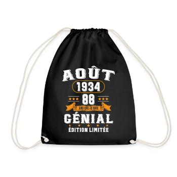 88 Ans Anniversaire Vintage Né(e) en Août 1934 - Sac de sport léger - noir - Devant