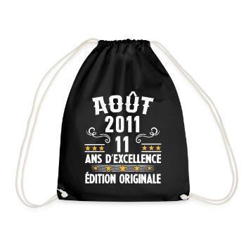 11 Ans Anniversaire Vintage Né(e) en Août 2011 - Sac de sport léger - noir - Devant
