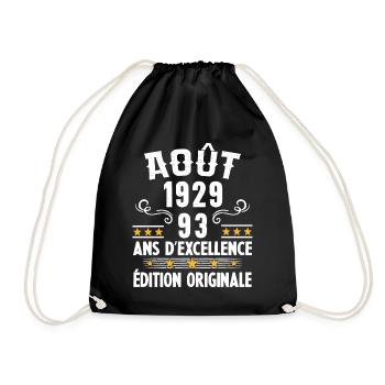 93 Ans Anniversaire Vintage Né(e) en Août 1929 - Sac de sport léger - noir - Devant