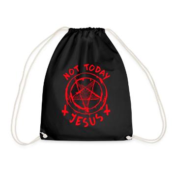 Not Today Jesus I Baphomet Pentagram - Drawstring Bag - black - Front