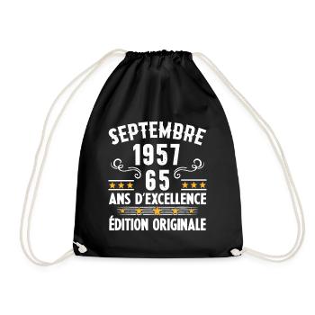65 Ans Anniversaire Vintage Né(e) Septembre 1957 - Sac de sport léger - noir - Devant