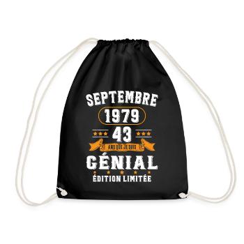 43 Ans Anniversaire Vintage Né(e) Septembre 1979 - Sac de sport léger - noir - Devant