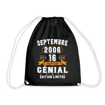 16 Ans Anniversaire Vintage Né(e) Septembre 2006 - Sac de sport léger - noir - Devant