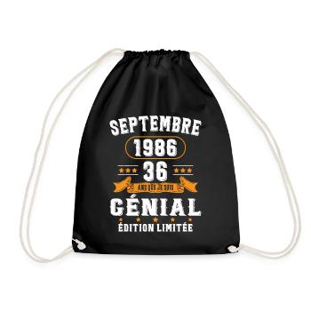 36 Ans Anniversaire Vintage Né(e) Septembre 1986 - Sac de sport léger - noir - Devant