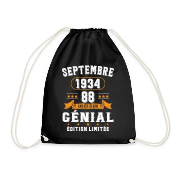 88 Ans Anniversaire Vintage Né(e) Septembre 1934 - Sac de sport léger - noir - Devant