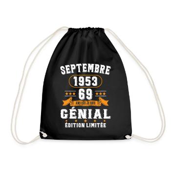69 Ans Anniversaire Vintage Né(e) Septembre 1953 - Sac de sport léger - noir - Devant