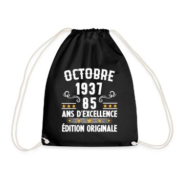 85 Ans Anniversaire Vintage Né(e) en Octobre 1937 - Sac de sport léger - noir - Devant