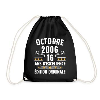 16 Ans Anniversaire Vintage Né(e) en Octobre 2006 - Sac de sport léger - noir - Devant