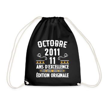 11 Ans Anniversaire Vintage Né(e) en Octobre 2011 - Sac de sport léger - noir - Devant