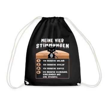 Katze & Kaffee - Meine 4 Stimmungen - Turnbeutel - Schwarz - Vorne