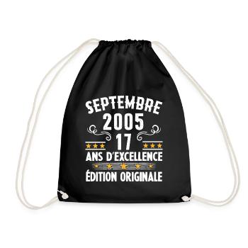 17 Ans Anniversaire Vintage Né(e) Septembre 2005 - Sac de sport léger - noir - Devant
