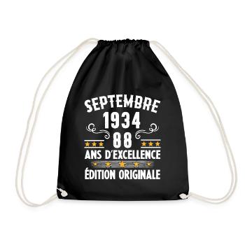 88 Ans Anniversaire Vintage Né(e) Septembre 1934 - Sac de sport léger - noir - Devant