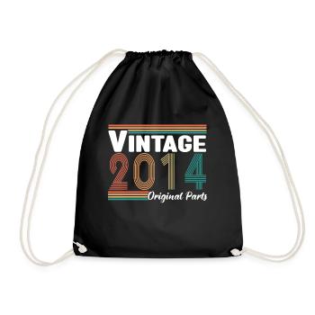 Vintage 2014 Originalteile Geburtstagsgeschenk - Turnbeutel - Schwarz - Vorne