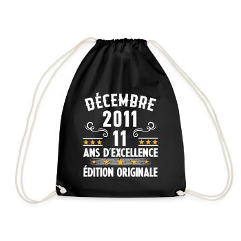 11 Ans Anniversaire Vintage Né(e) en Décembre 2011 - Sac de sport léger - noir - Devant
