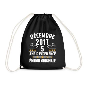 5 Ans Anniversaire Vintage Né(e) en Décembre 2017 - Sac de sport léger - noir - Devant