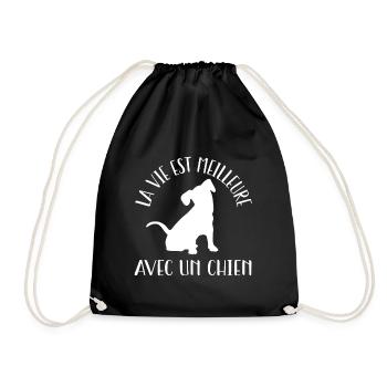 La vie est meilleure avec un chien! - Sac de sport léger - noir - Devant
