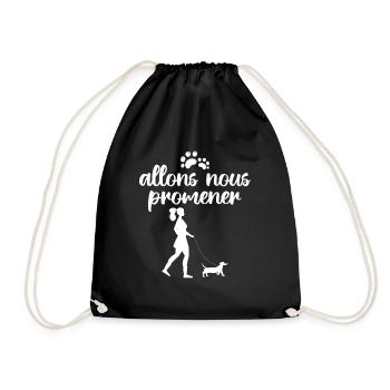 Allons Nous Promener | chien meilleur amie - Sac de sport léger - noir - Devant