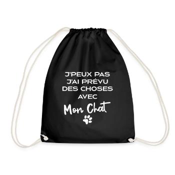 J'Peux Pas J'ai Prevu Des Choses Avec Mon Chat - Sac de sport léger - noir - Devant