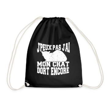 J'Peux Pas J'ai Mon Chat Dort Encore - Sac de sport léger - noir - Devant
