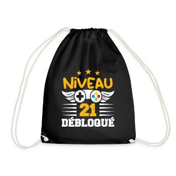 Niveau 21 Débloqué, cadeau de joueur - Sac de sport léger - noir - Devant