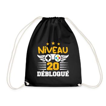 Niveau 20 Débloqué, cadeau de joueur - Sac de sport léger - noir - Devant