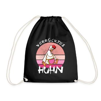 Crazy Chicken Funny Farmer - Drawstring Bag - black - Front