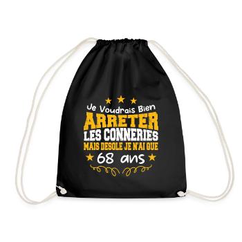conneries 68 ans / cadeau anniversaire 60 ans - Sac de sport léger - noir - Devant