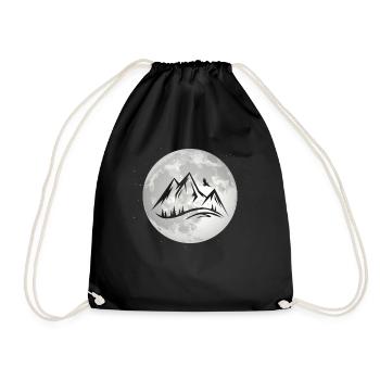 Full Moon - Mountain - - Drawstring Bag - black - Front