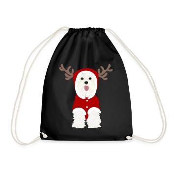 White Terrier Santa Claus Costume Bois de renne - Sac de sport léger - noir - Devant