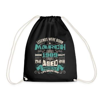 March 1989 | birthday gift - Drawstring Bag - black - Front