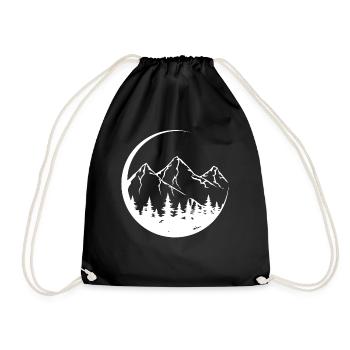 Circle - Mountain - (3) - Drawstring Bag - black - Front