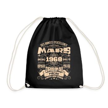 Anniversaire Vintage Né(e) en Mars 1968 - Sac de sport léger - noir - Devant