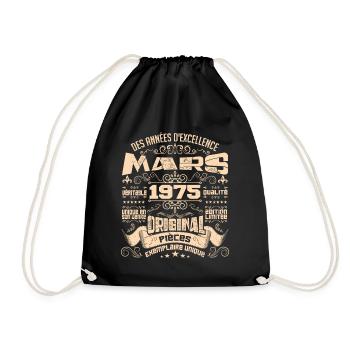 Anniversaire Vintage Né(e) en Mars 1975 - Sac de sport léger - noir - Devant
