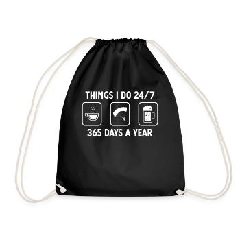 I think I do 24-7 365 days a year - beer - Drawstring Bag - black - Front