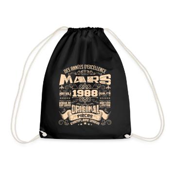 Anniversaire Vintage Né(e) en Mars 1988 - Sac de sport léger - noir - Devant
