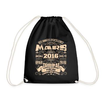 Anniversaire Vintage Né(e) en Mars 2016 - Sac de sport léger - noir - Devant