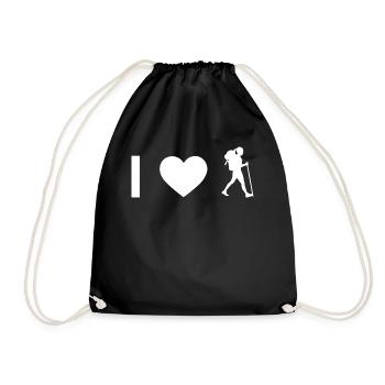I Heart and Wife Hiking - - Drawstring Bag - black - Front