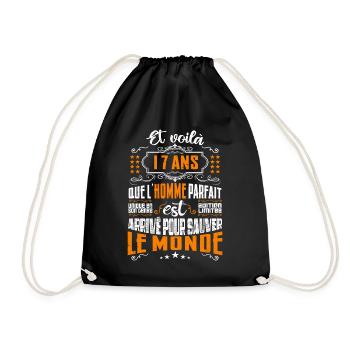 17 ans, Homme parfait, cadeau anniversaire 17ans - Sac de sport léger - noir - Devant