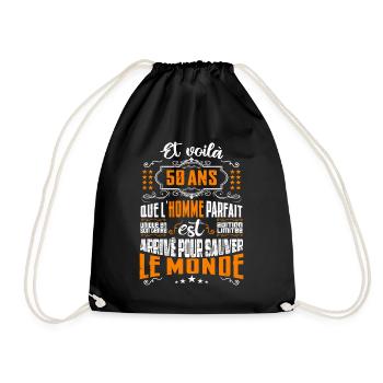50 ans, Homme parfait, cadeau anniversaire 50ans - Sac de sport léger - noir - Devant