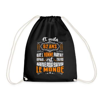 62 ans, Homme parfait, cadeau anniversaire 62ans - Sac de sport léger - noir - Devant