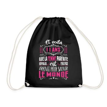 11 ans, Femme parfaite, cadeau anniversaire 11ans - Sac de sport léger - noir - Devant