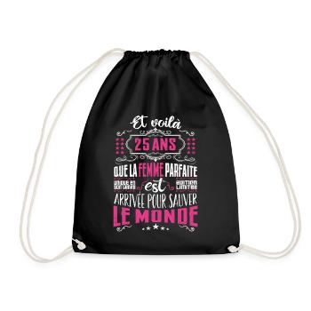 25 ans, Femme parfaite, cadeau anniversaire 25ans - Sac de sport léger - noir - Devant