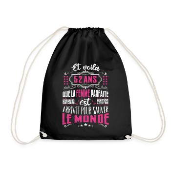 52 ans, Femme parfaite, cadeau anniversaire 52ans - Sac de sport léger - noir - Devant