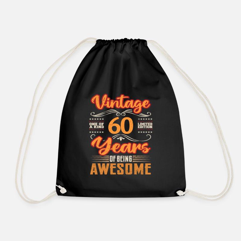 Vintage | 60 Geburtstagsgeschenkideen - Turnbeutel - Schwarz